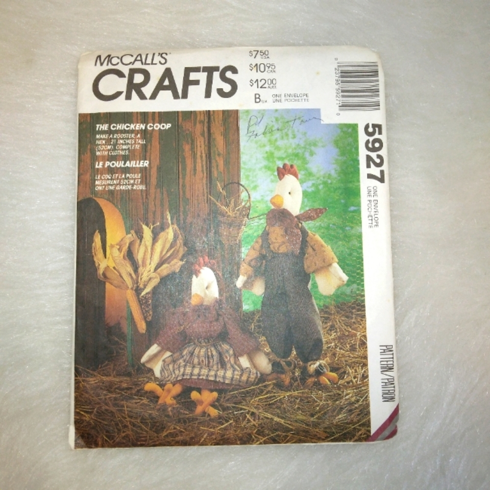 McCall's 5927 Chicken or Rooster doll with clothing, 21 inches tall
